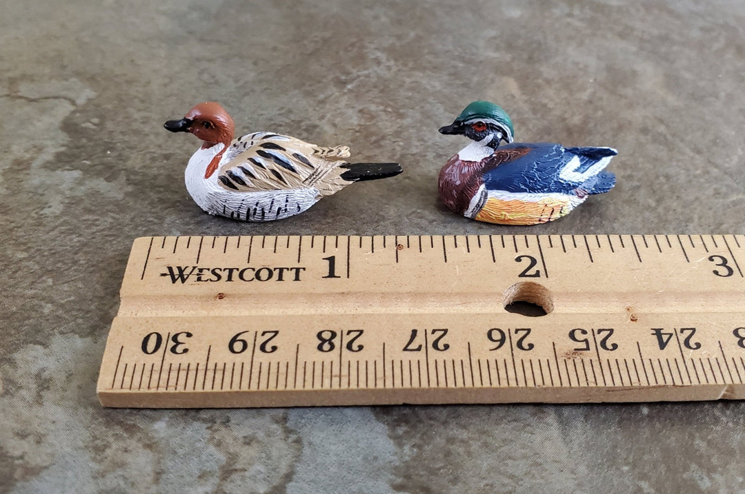 Dollhouse Miniature Wood Ducks Decoys Figures 1:12 Scale Bird Set of 2 - Miniature Crush