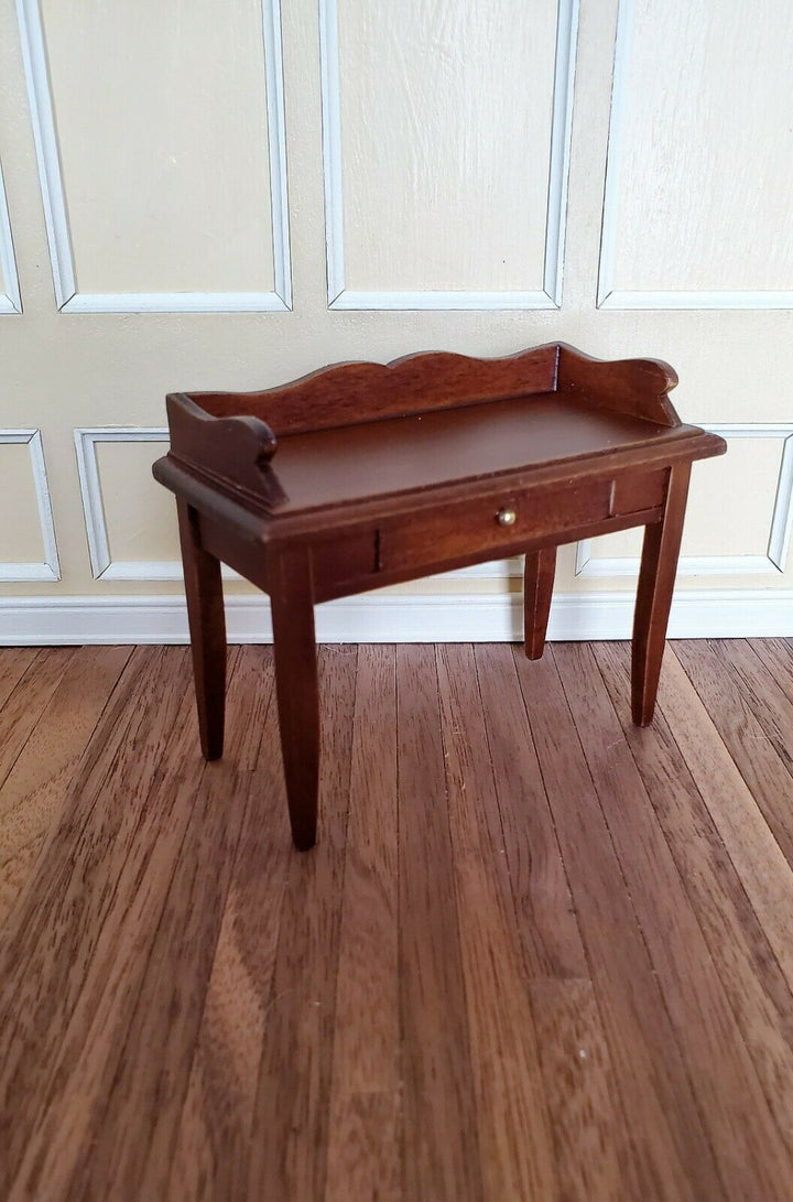 Dollhouse Miniature Writing Desk with Drawer Walnut Finish 1:12 Scale Furniture - Miniature Crush