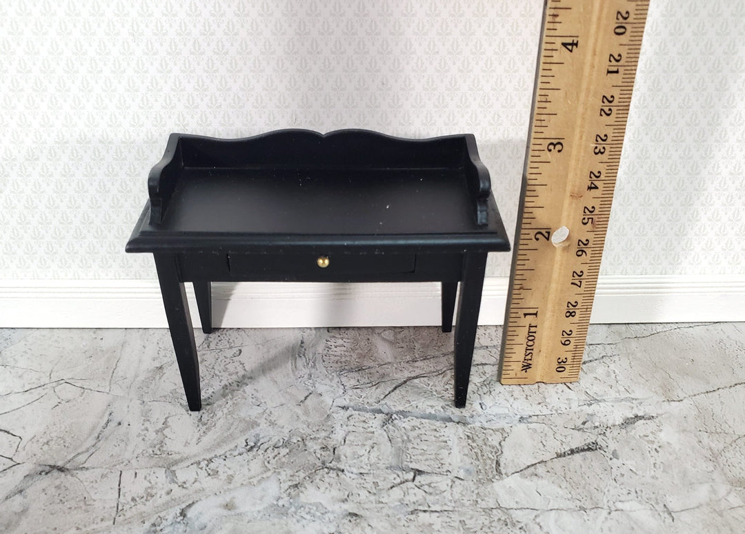 Dollhouse Miniature Writing Desk with Drawer Wood Black Finish 1:12 Scale Furniture - Miniature Crush