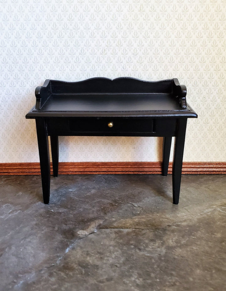 Dollhouse Miniature Writing Desk with Drawer Wood Black Finish 1:12 Scale Furniture - Miniature Crush