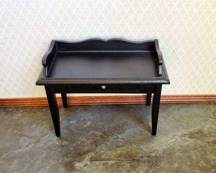 Dollhouse Miniature Writing Desk with Drawer Wood Black Finish 1:12 Scale Furniture - Miniature Crush