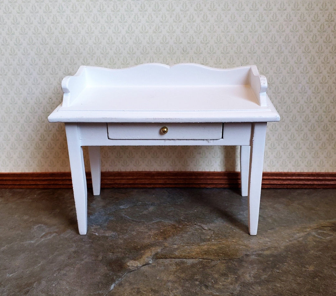 Dollhouse Miniature Writing Desk with Drawer Wood White Finish 1:12 Scale Furniture - Miniature Crush