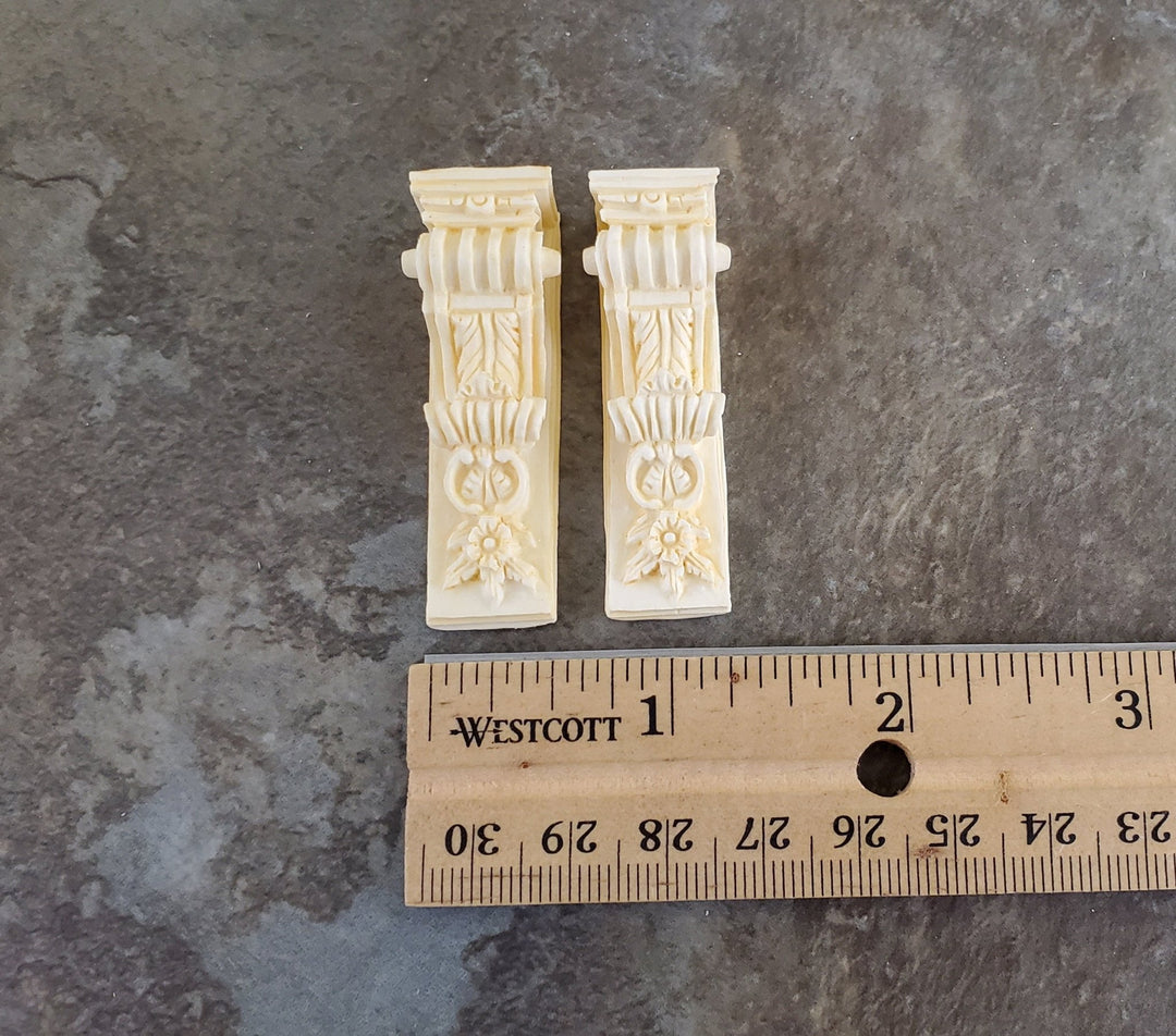 Dollhouse Miniature x2 Corbel Brackets Large Resin 1 7/8" 1:12 Scale Ivory Finish A1395IV - Miniature Crush