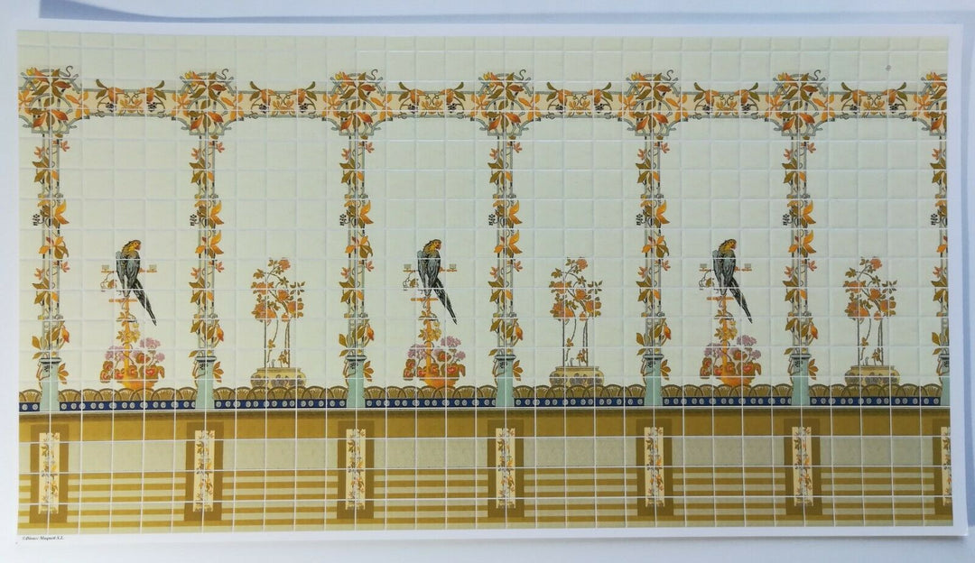Dollhouse Miniature Yellow Parrot Wall Tiles Embossed 1:12 Scale by World Model - Miniature Crush