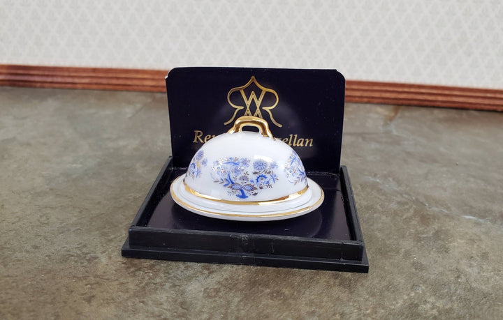 Dollhouse Miniatures Serving Platter with Lid Reutter Porcelain 1:12 Scale Blue White Dishes - Miniature Crush