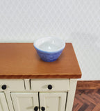 Dollhouse Mixing Bowl Large Ceramic with Pattern Blue 1:12 Scale Miniature - Miniature Crush