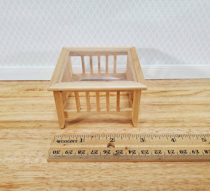 Dollhouse Modern Coffee Table Square Light Oak Finish 1:12 Scale Miniature Furniture - Miniature Crush