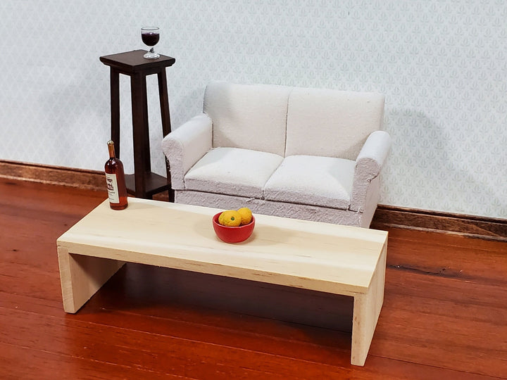 Dollhouse Modern Coffee Table Unpainted Wood 1:12 Scale Miniature Furniture DIY - Miniature Crush