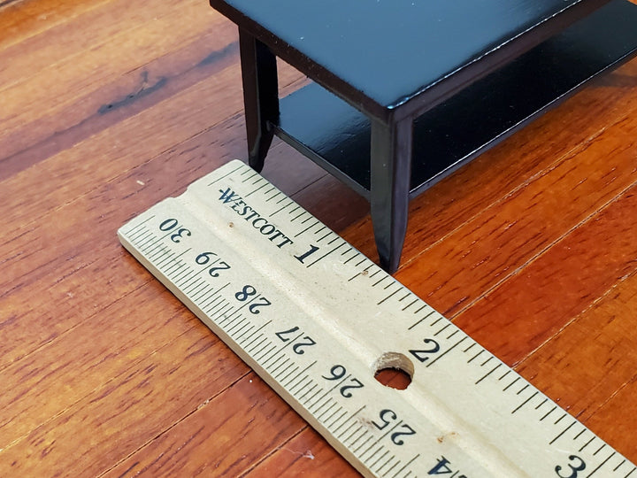Dollhouse Modern Coffee Table with Shelf All Black Wood 1:12 Scale Miniature Furniture - Miniature Crush