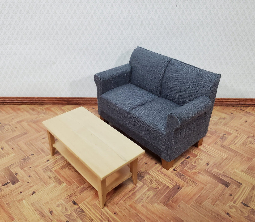 Dollhouse Modern Coffee Table with Shelf Light Oak Wood 1:12 Scale Miniature Furniture - Miniature Crush