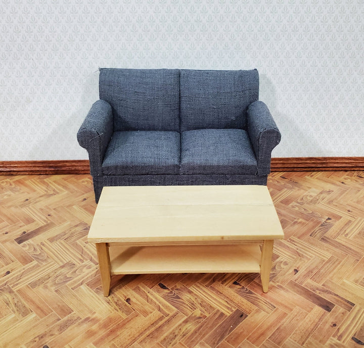 Dollhouse Modern Coffee Table with Shelf Light Oak Wood 1:12 Scale Miniature Furniture - Miniature Crush