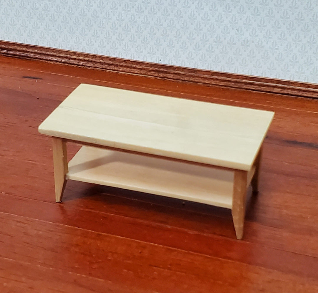 Dollhouse Modern Coffee Table with Shelf Light Oak Wood 1:12 Scale Miniature Furniture - Miniature Crush