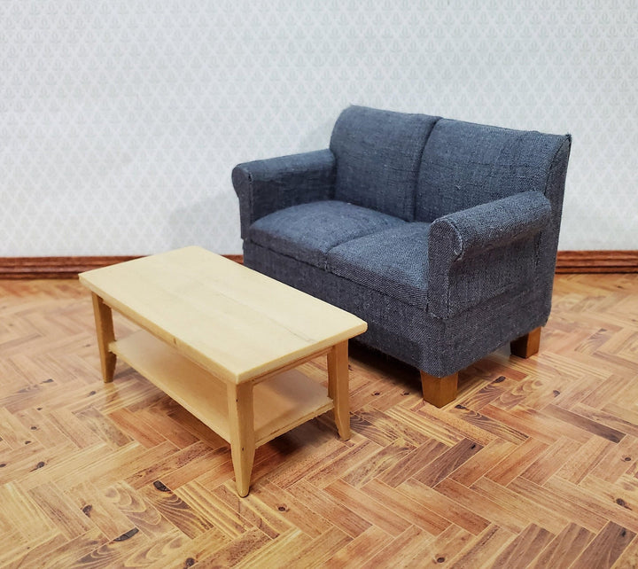 Dollhouse Modern Coffee Table with Shelf Light Oak Wood 1:12 Scale Miniature Furniture - Miniature Crush