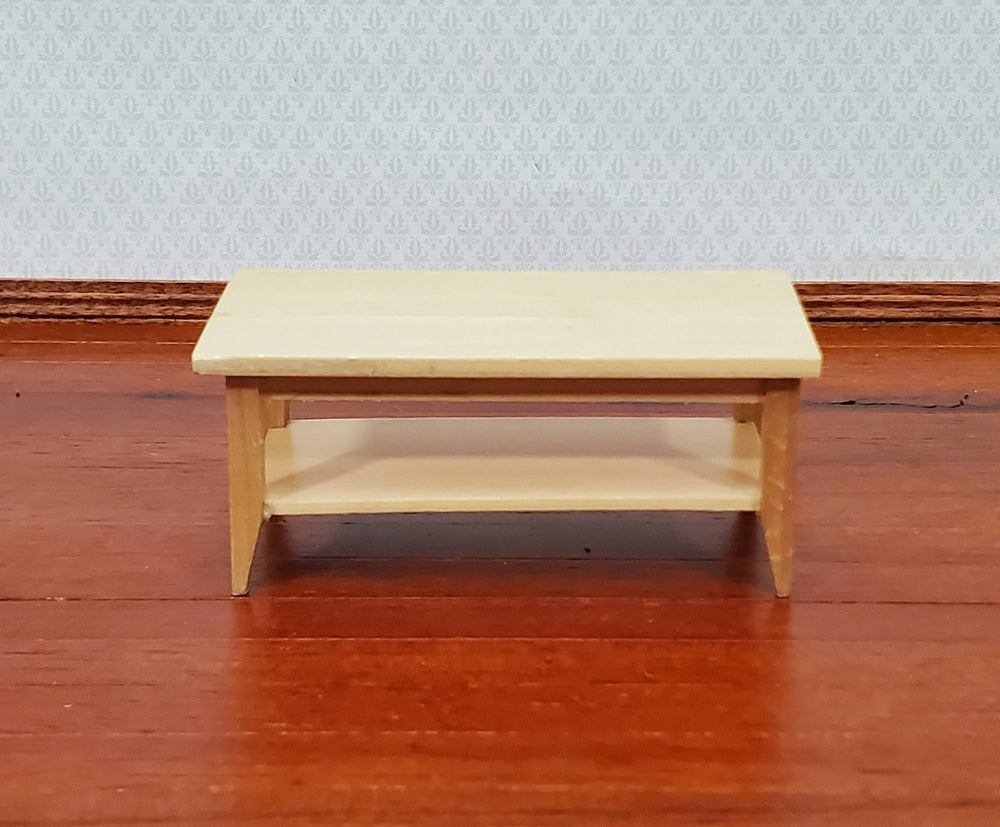 Dollhouse Modern Coffee Table with Shelf Light Oak Wood 1:12 Scale Miniature Furniture - Miniature Crush