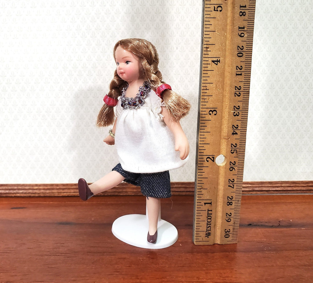 Dollhouse Modern Girl Doll Braids Porcelain Poseable 1:12 Scale Miniature - Miniature Crush