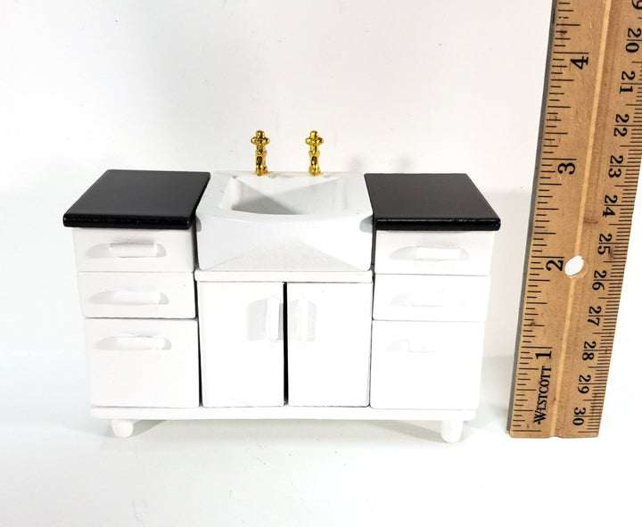 Dollhouse Modern Kitchen or Bathroom Sink Cabinet in White1:12 Scale Miniature Furniture - Miniature Crush