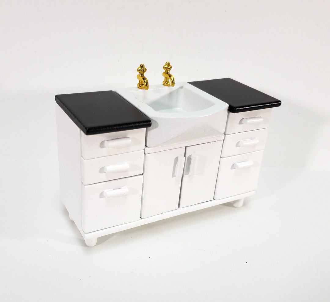 Dollhouse Modern Kitchen or Bathroom Sink Cabinet in White1:12 Scale Miniature Furniture - Miniature Crush
