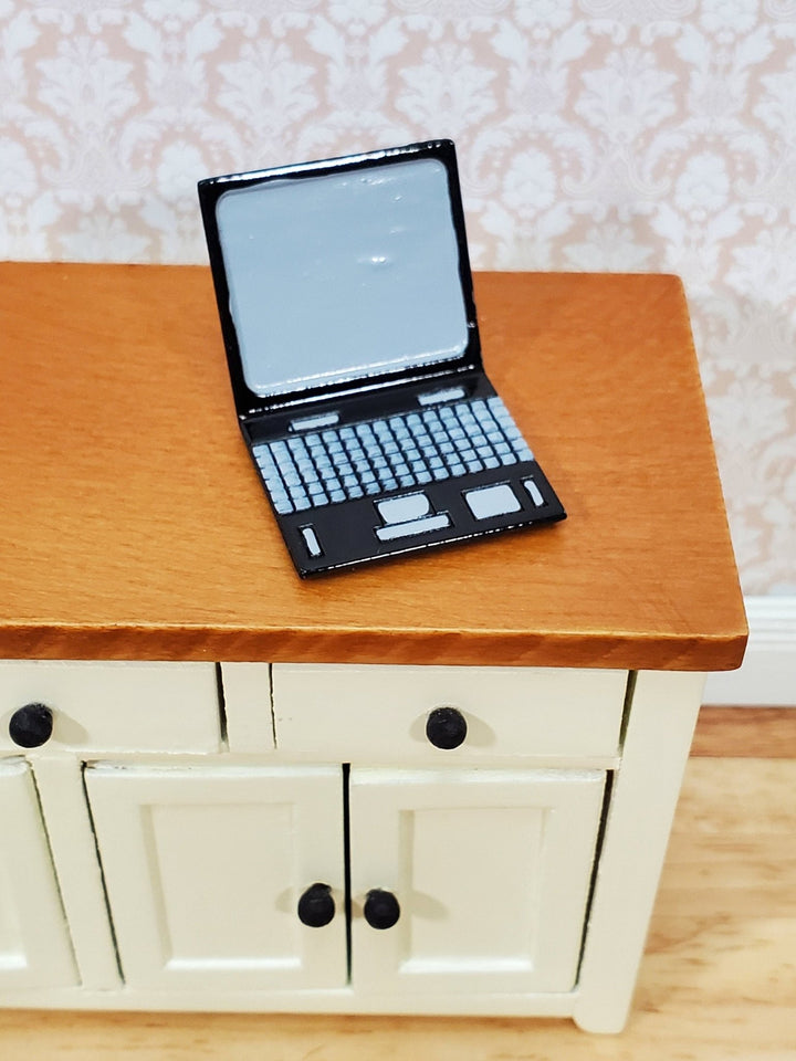 Dollhouse Modern Laptop Computer Metal Black & Silver 1:12 Scale Miniature - Miniature Crush