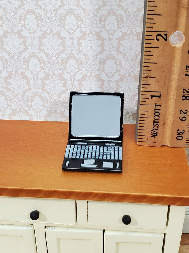 Dollhouse Modern Laptop Computer Metal Black & Silver 1:12 Scale Miniature - Miniature Crush