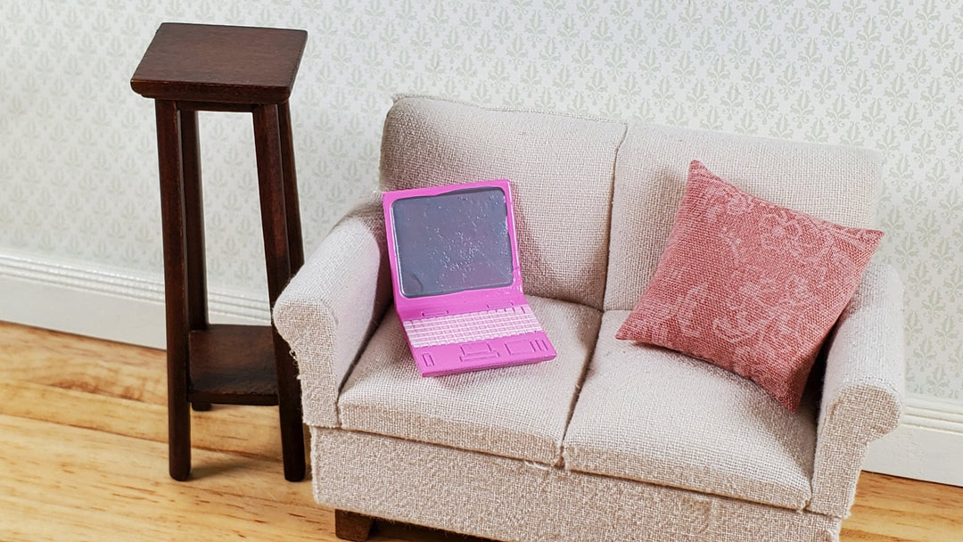 Dollhouse Modern Laptop Computer Metal PINK 1:12 Scale Miniature - Miniature Crush