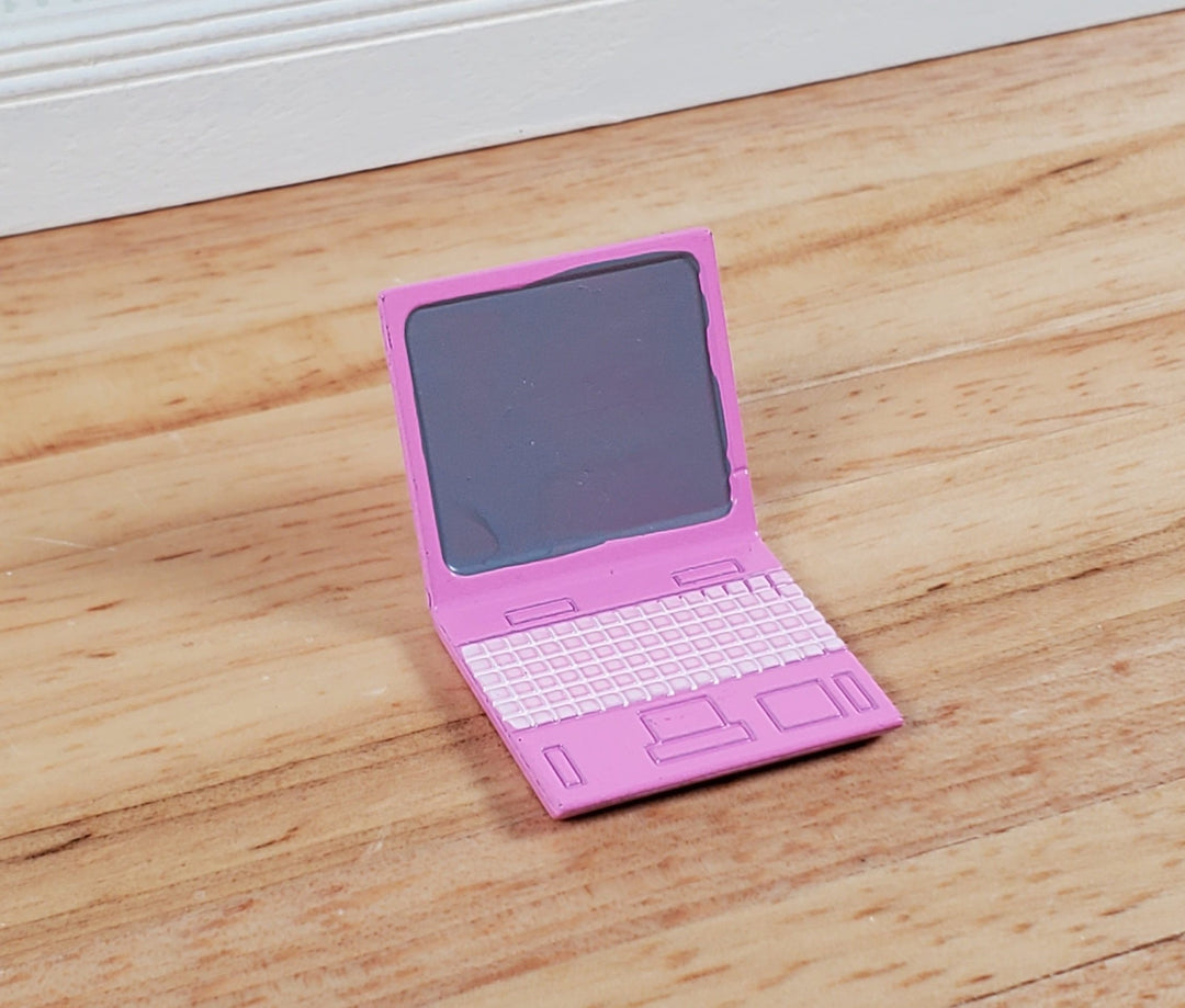 Dollhouse Modern Laptop Computer Metal PINK 1:12 Scale Miniature - Miniature Crush