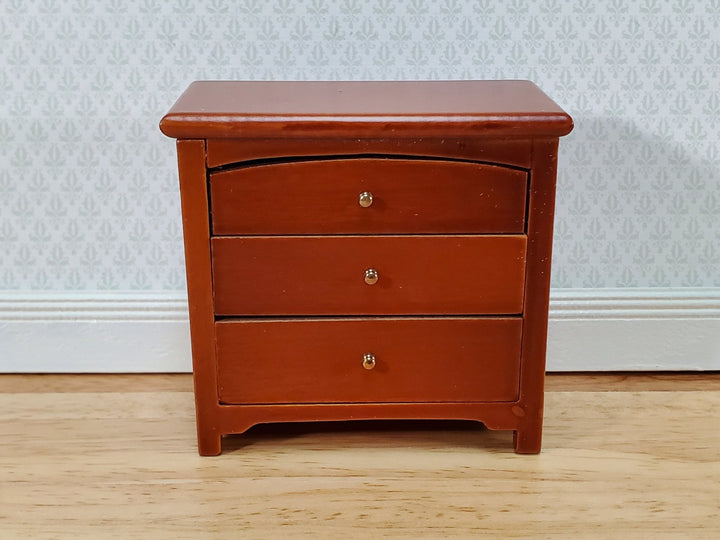 Dollhouse Modern Night Stand Dresser 3 Drawer Walnut Finish 1:12 Scale Miniature Furniture - Miniature Crush