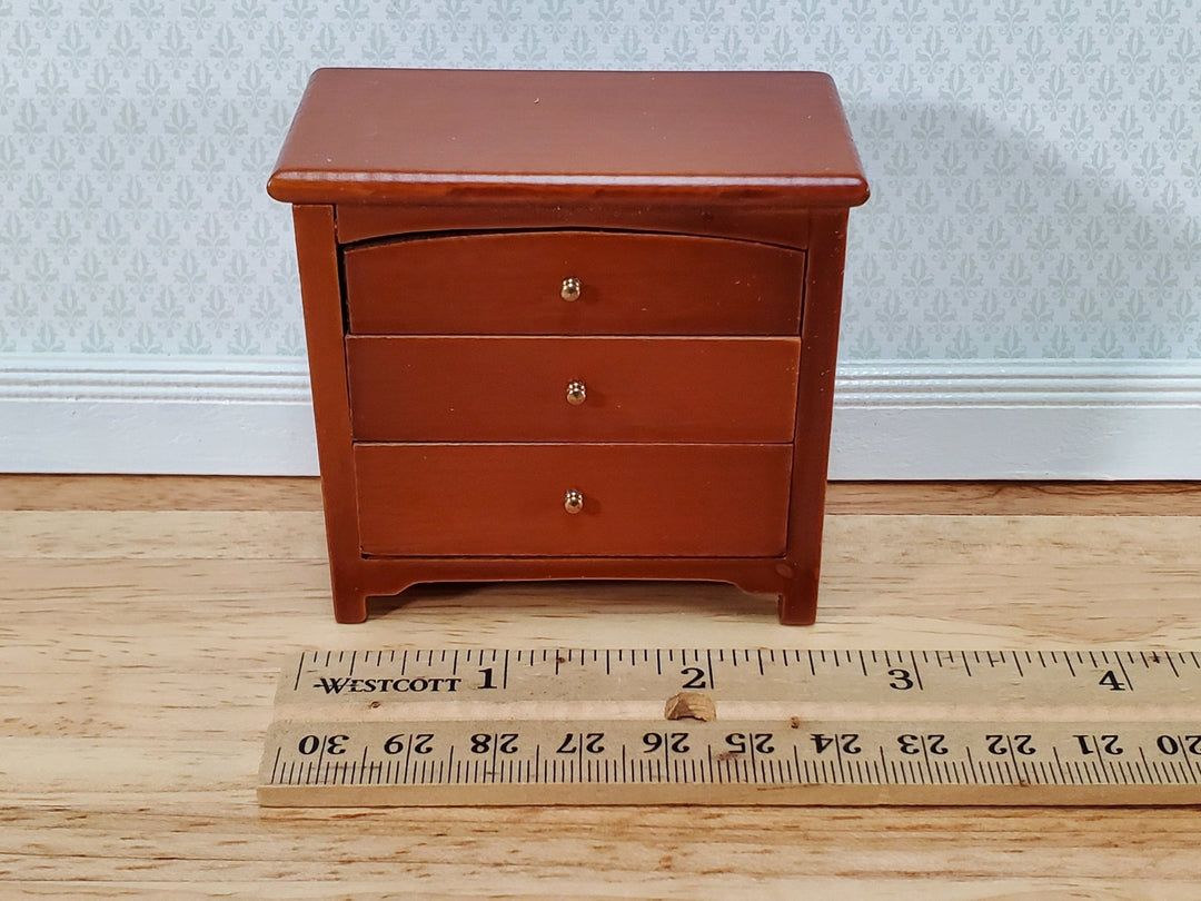 Dollhouse Modern Night Stand Dresser 3 Drawer Walnut Finish 1:12 Scale Miniature Furniture - Miniature Crush