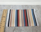 Dollhouse Modern Rug Striped Fabric Small Browns Gold Blue Black with Fringe 1:12 Scale Miniature - Miniature Crush