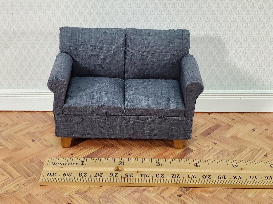 Dollhouse Modern Sofa Loveseat Couch Small Dark Gray 1:12 Scale Miniature Furniture - Miniature Crush