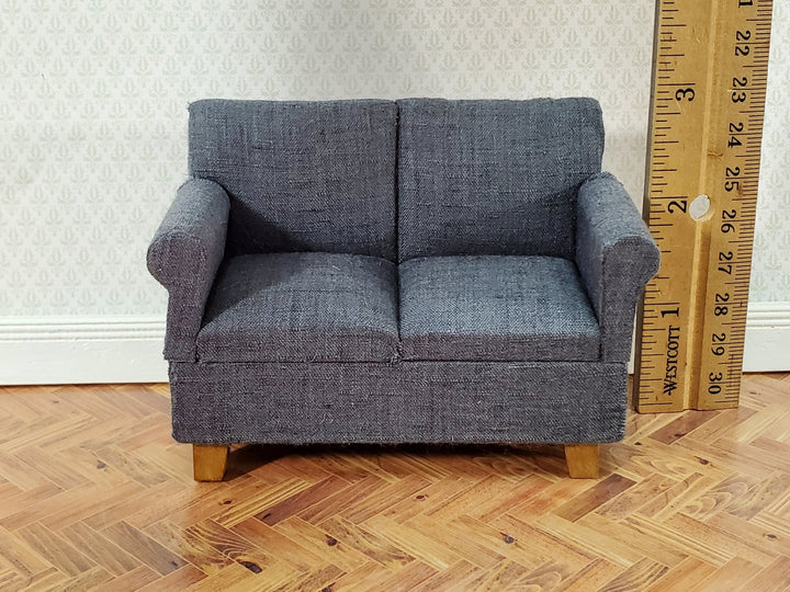 Dollhouse Modern Sofa Loveseat Couch Small Dark Gray 1:12 Scale Miniature Furniture - Miniature Crush