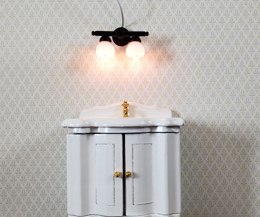 Dollhouse Modern Wall Light Bathroom Kitchen 1:12 Scale Miniature w/Plug - Miniature Crush