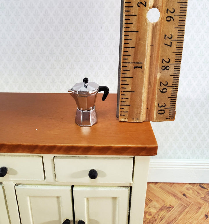 Dollhouse Moka Coffee Pot Maker Opening Top Small Metal 1:12 Scale Kitchen Accessories - Miniature Crush