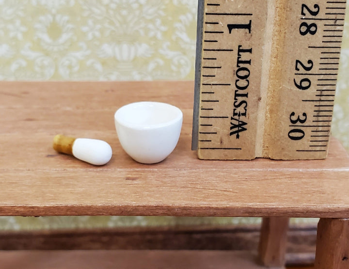 Dollhouse Mortar & Pestle White Ceramic 1:12 Scale Miniatures by Prestige Ceramics - Miniature Crush