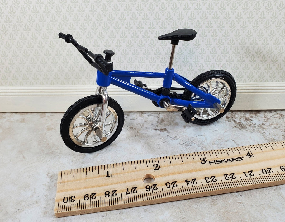 Dollhouse Mountain Bike Bicycle Blue & Black 1:12 Scale Miniature Moveable - Miniature Crush