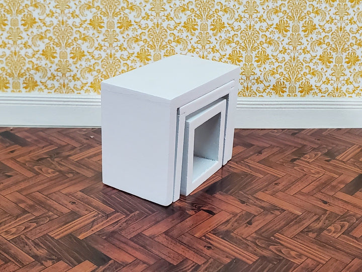 Dollhouse Nesting Tables Set of 3 Square Modern White 1:12 Scale Miniature Furniture - Miniature Crush