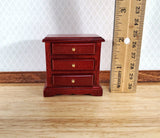 Dollhouse Nightstand Side Table Mahogany 3 Drawers 1:12 Scale Miniature Furniture - Miniature Crush