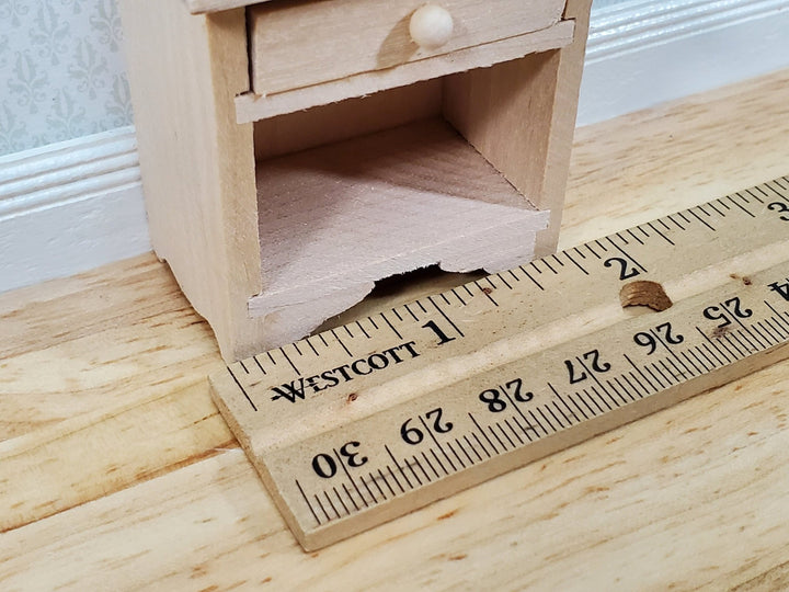 Dollhouse Nightstand Side Table with Drawer Unpainted Wood 1:12 Scale Miniature Furniture - Miniature Crush