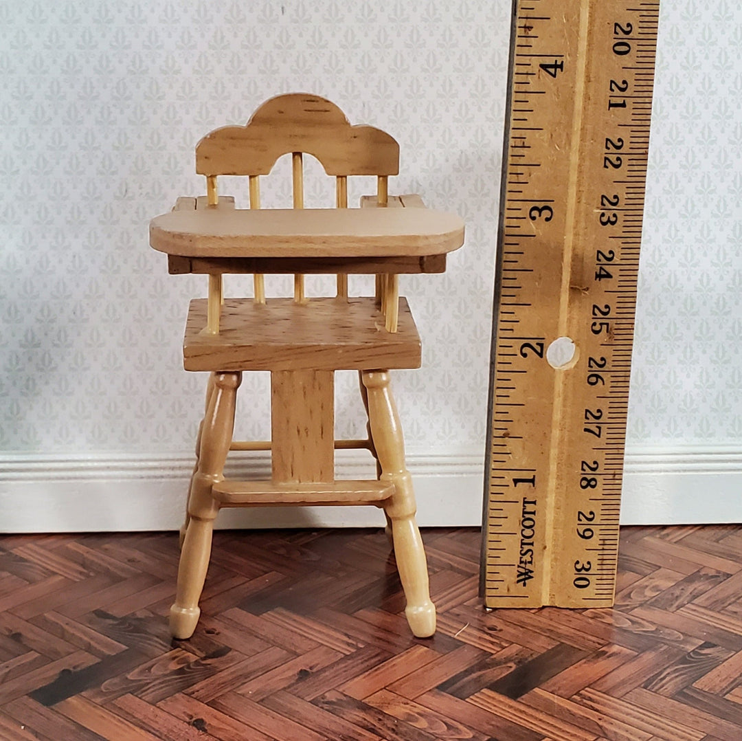 Dollhouse Nursery Room Set Crib High Chair Wardrobe 1:12 Scale Miniatures Light Oak - Miniature Crush