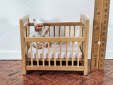 Dollhouse Nursery Room Set Crib High Chair Wardrobe 1:12 Scale Miniatures Light Oak - Miniature Crush