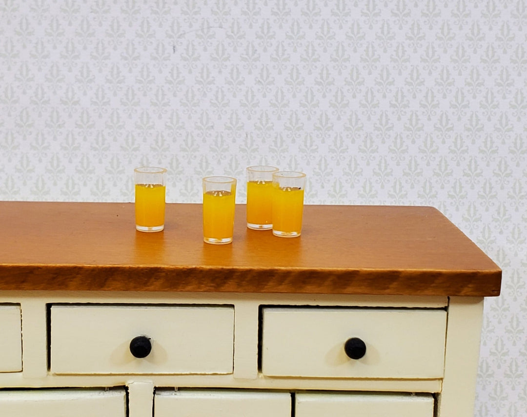Dollhouse Orange Juice OJ 4 Filled Glassed 1:12 Scale Miniature Food Kitchen - Miniature Crush