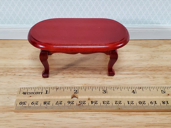 Dollhouse Oval Coffee Table Mahogany Finish 1:12 Scale Furniture Classic Style - Miniature Crush