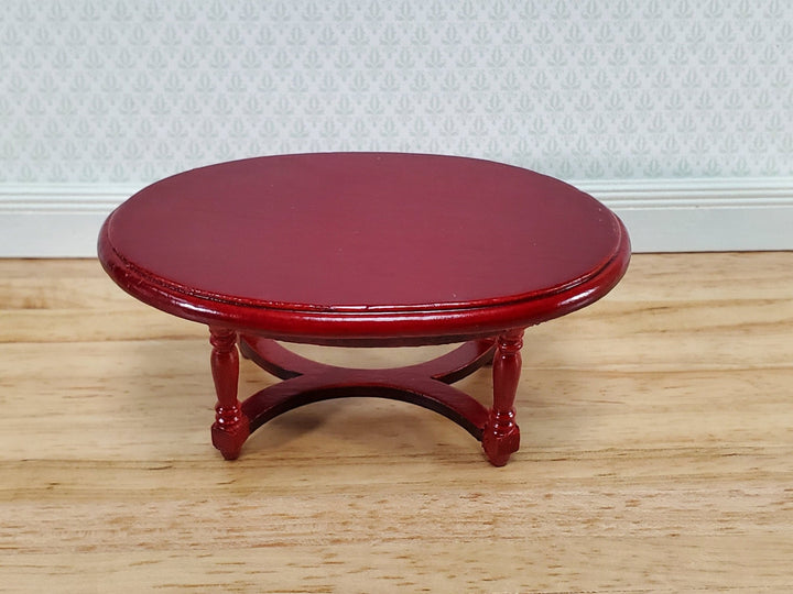 Dollhouse Oval Coffee Table Mahogany Finish 1:12 Scale Miniature Furniture - Miniature Crush