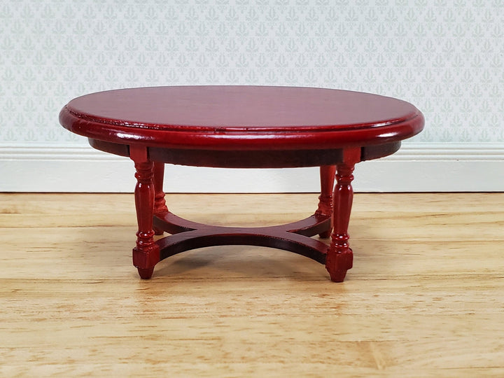 Dollhouse Oval Coffee Table Mahogany Finish 1:12 Scale Miniature Furniture - Miniature Crush