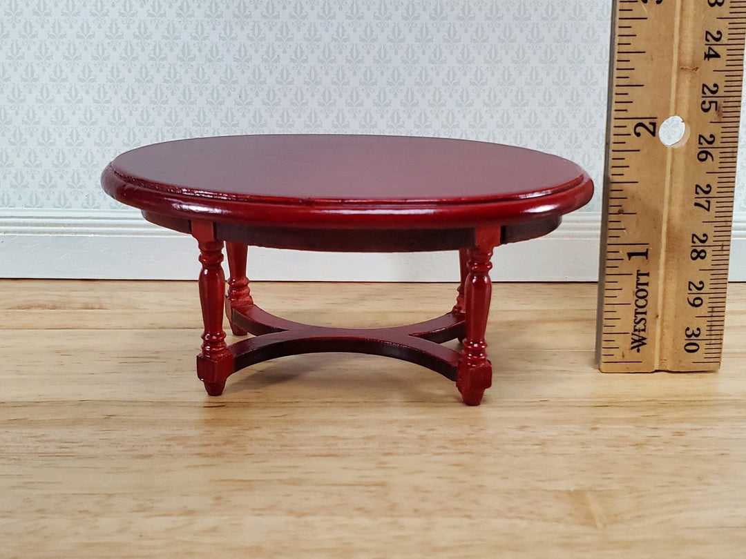 Dollhouse Oval Coffee Table Mahogany Finish 1:12 Scale Miniature Furniture - Miniature Crush