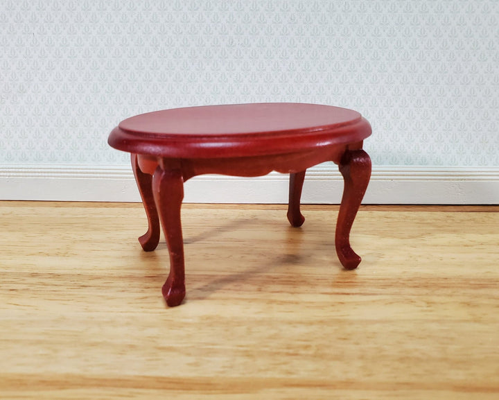 Dollhouse Oval Coffee Table Mahogany Finish 1:12 Scale Miniature Furniture - Miniature Crush