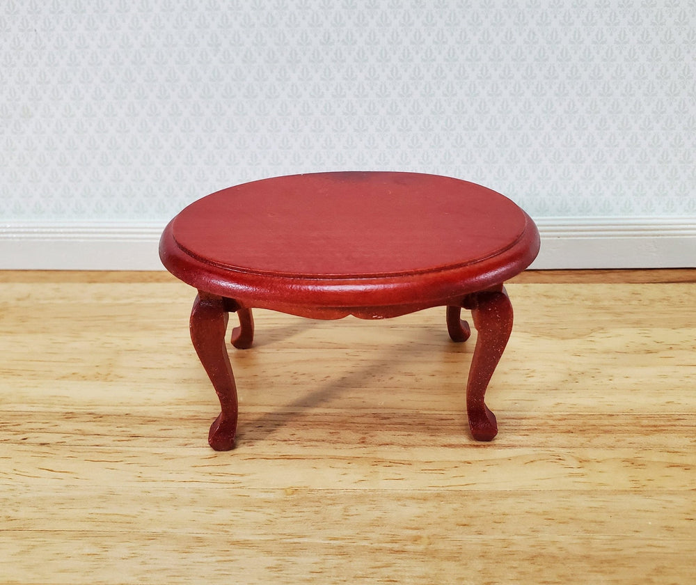 Dollhouse Oval Coffee Table Mahogany Finish 1:12 Scale Miniature Furniture - Miniature Crush