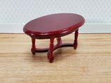 Dollhouse Oval Coffee Table Mahogany Finish 1:12 Scale Miniature Furniture - Miniature Crush