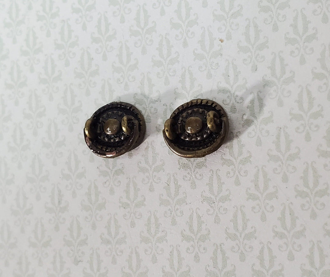 Dollhouse Oval Drawer Pulls with Handle 1:12 Scale Miniature Antique Bronze - Miniature Crush