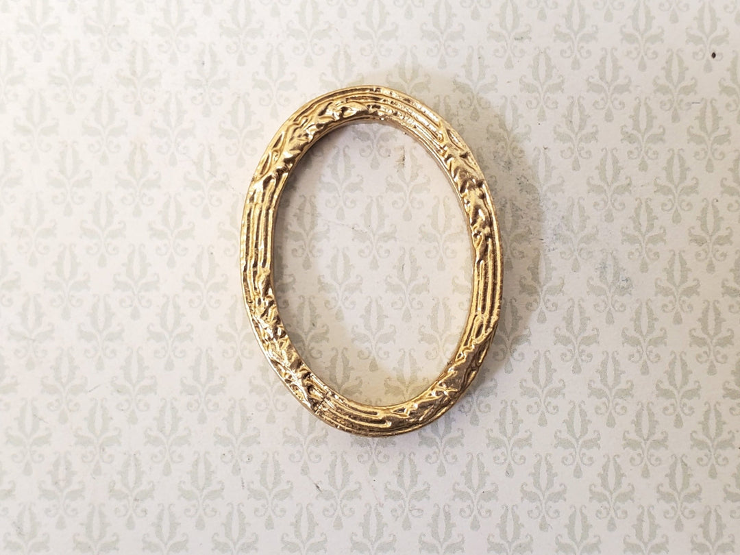Dollhouse Oval Picture Frame Gold for Paintings Small Size Miniature - Miniature Crush