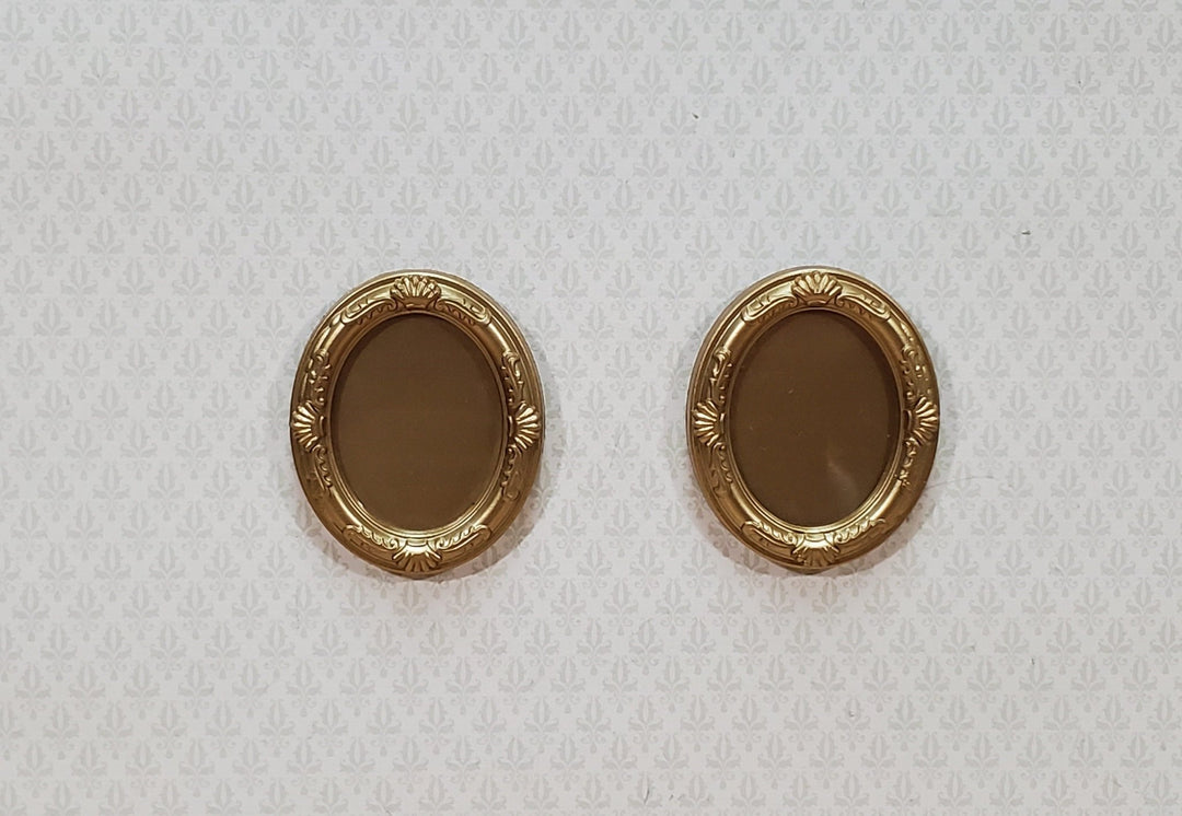 Dollhouse Oval Picture Frames Set of 2 Gold for Painting 1:12 Scale Miniatures Decor - Miniature Crush
